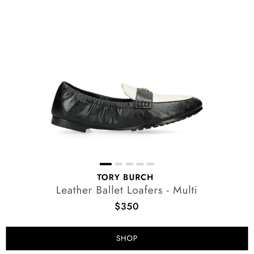 Tory Burch Black and Cream Leather ballet Loafers shoes size 10 - Picture 3 of 9